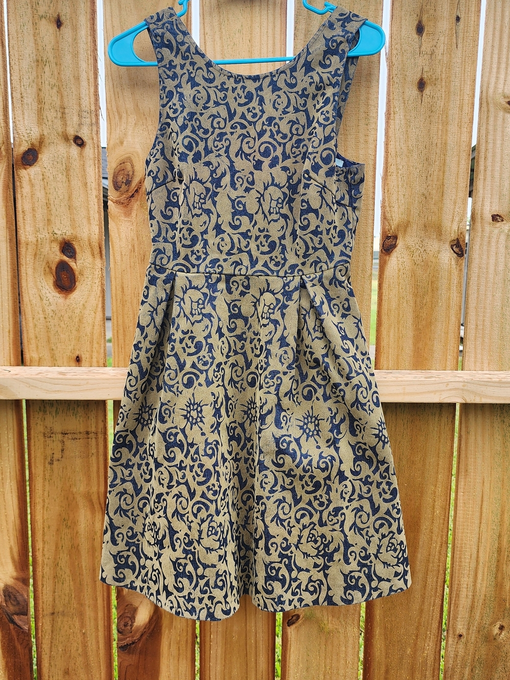Skies Are Blue M Skull Damask Fit Flare Cutout Dress